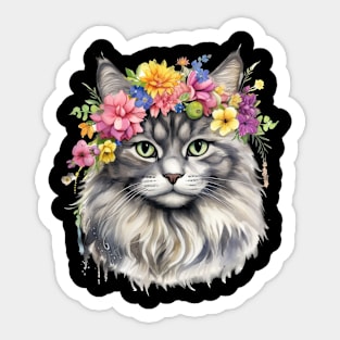 Himalayan Cat Flowers Water Color Cat Mom Mother's Day Gift Sticker